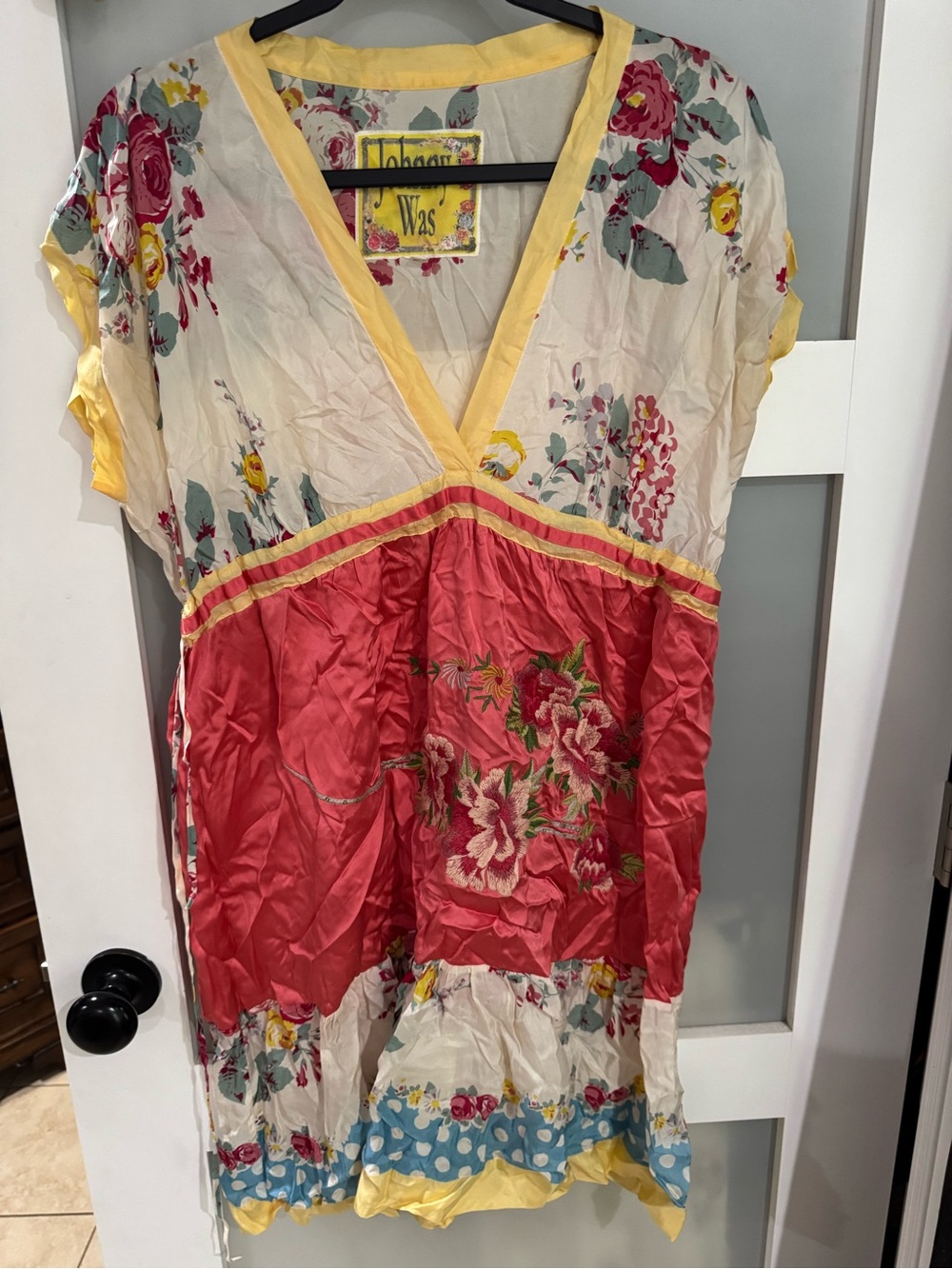 Johnny Was Coral, Cream & Yellow Mixed Floral Mini Dress